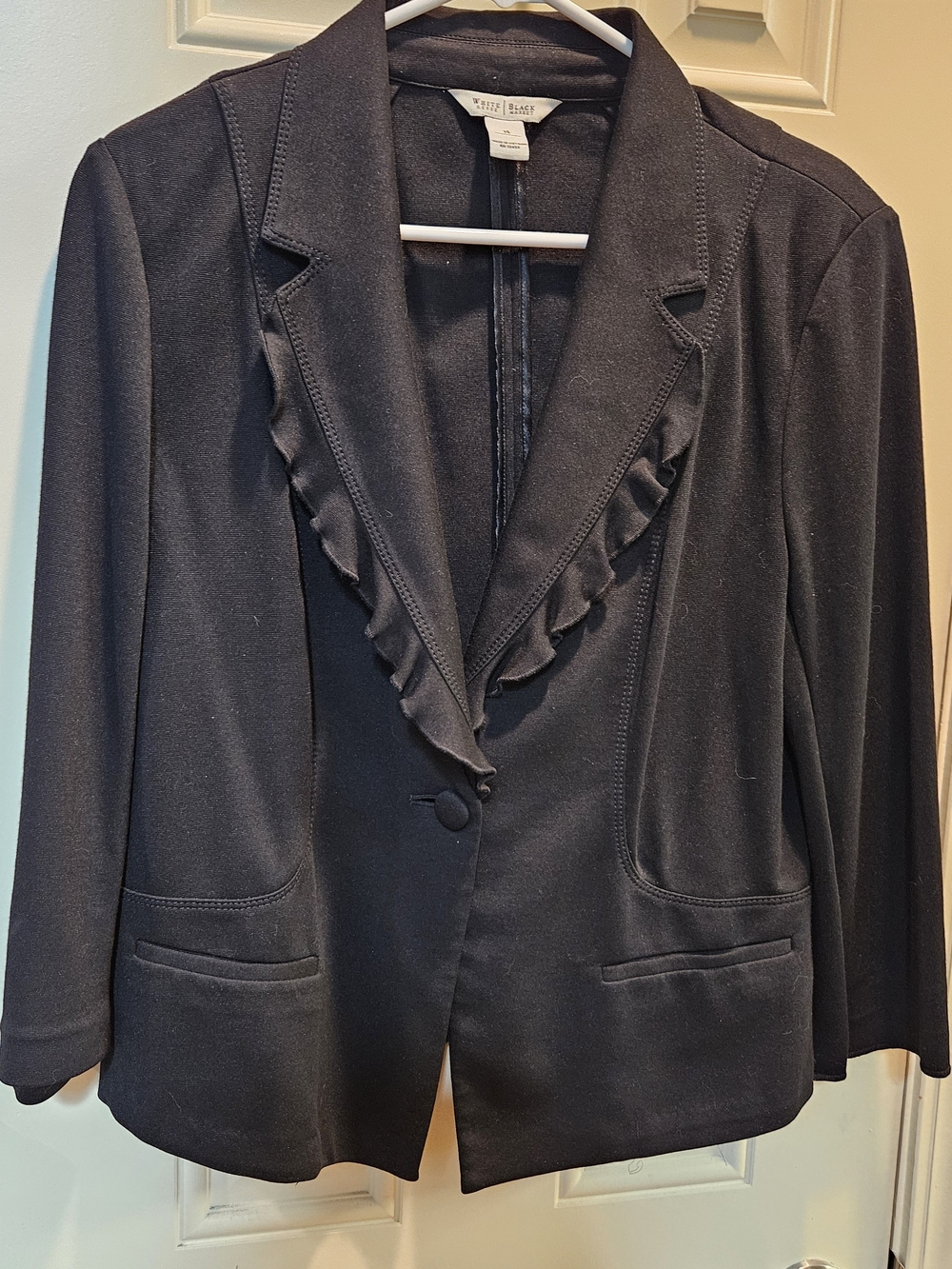 White House Black Market Black Ruffle-Trim Blazer Jacket